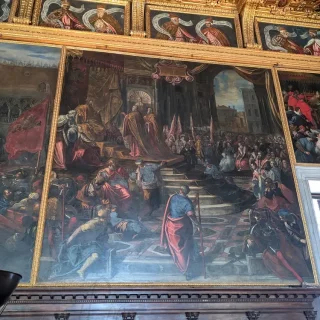 Послы дожа Дзиани тщетно просят Барбароссу о мире с папой Александром III, Тинторетто, 1590-1592 г. Дворец Дожей