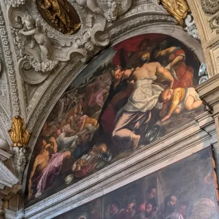 Сбор манны еврейским народом при переходе пустыни, Корона Леонардо, 1580 г. Церковь Сан Джулиан