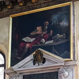 Святой Иероним в молитве и покаянии, Бассано Леандро, 1585 г. Церковь Сан Джулиан