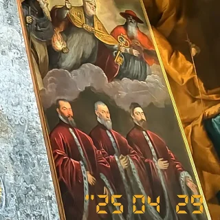 Святые Антоний Аббат, Пётр Апостол, Иероним и портреты трёх авогадори, Робусти Доменико, 1618 г. Дворец Дожей