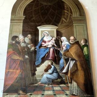 Мадонна с младенцем и святыми, Пальма Старший, 1512 г. Церковь Сан Закария