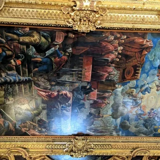 Дож Николо да Понте получает лавровый венок от Венеции, Тинторетто, 1584 г. Дворец Дожей