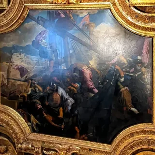 Победа венецианцев над миланцами на реке По близ Кремоны, Пальма Младший, 1578 г. Дворец Дожей